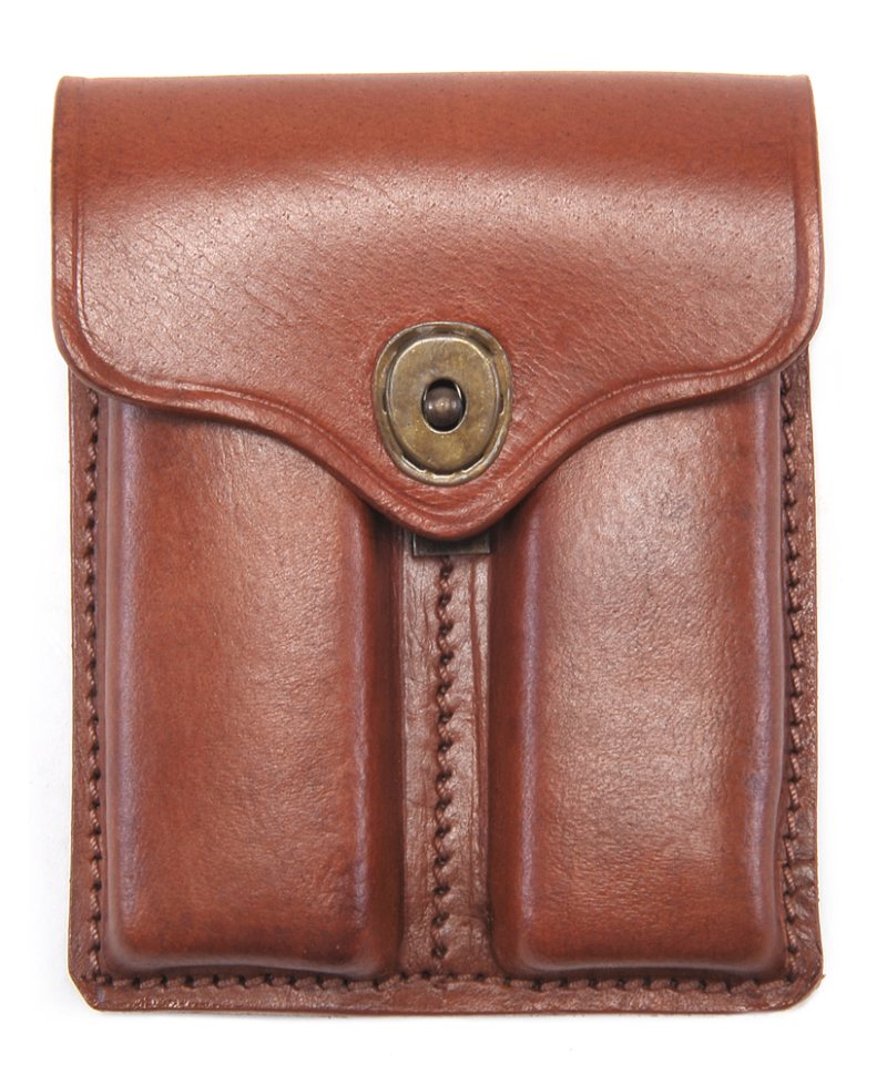 Drum-Dyed Leather .45 Double Magazine Pouch - Brown - View 1