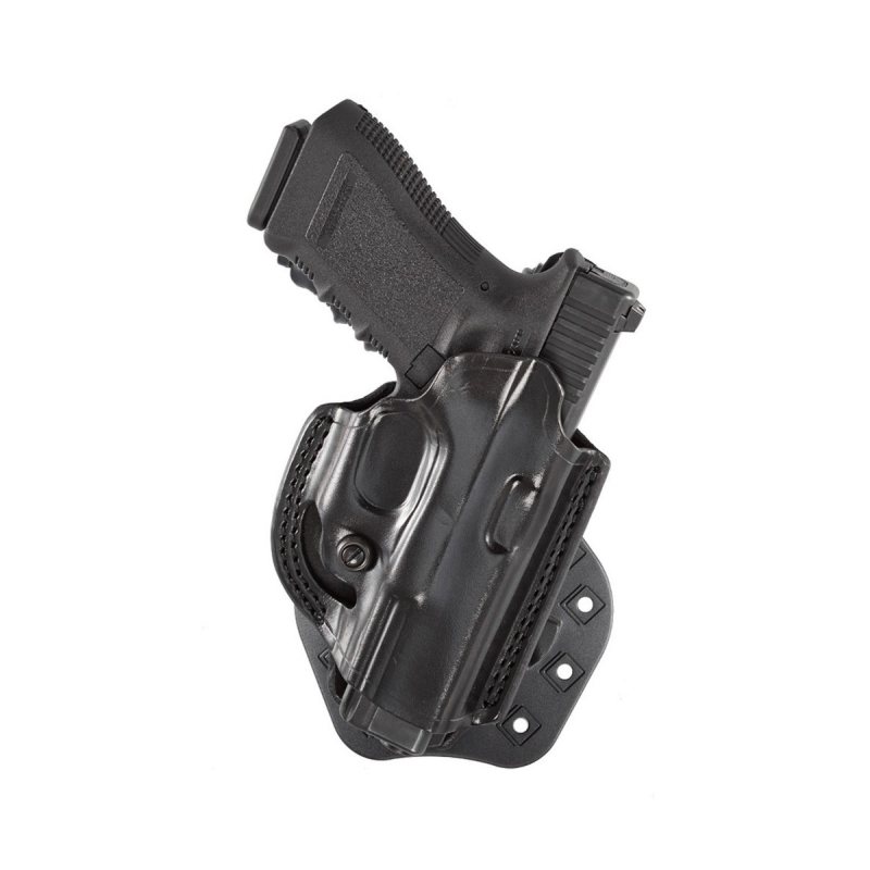 Black Flat-Side Open-Top Leather Paddle Holster