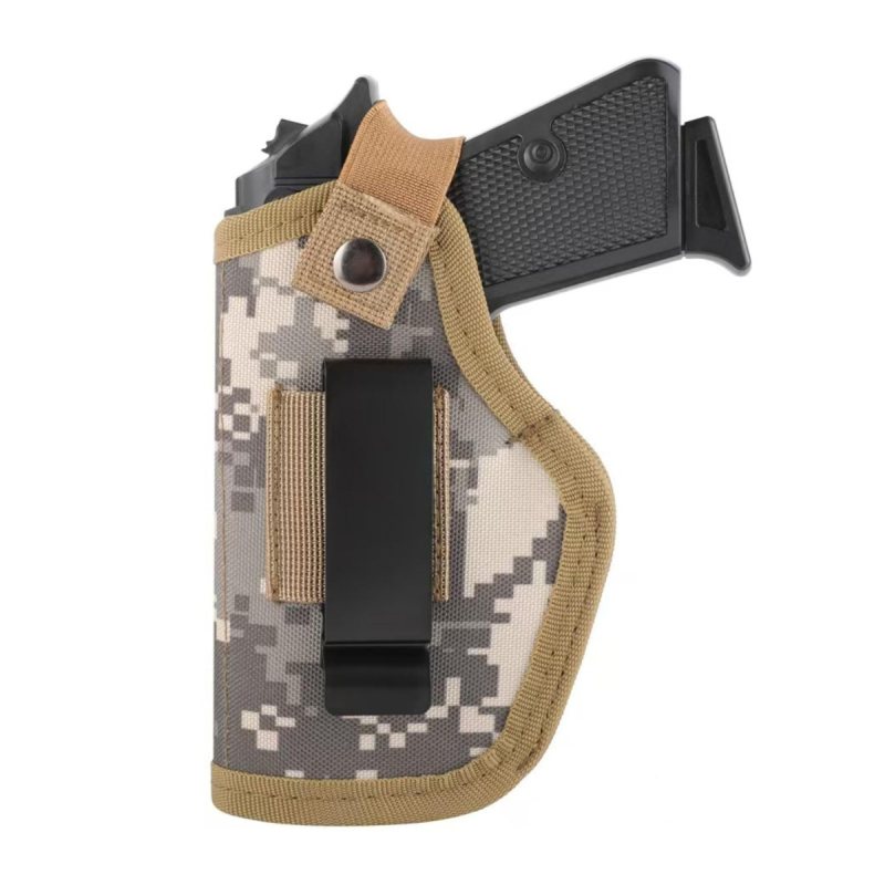 Green Digital Camouflage Nylon IWB OWB Holner front view with metal clip and retention strap
