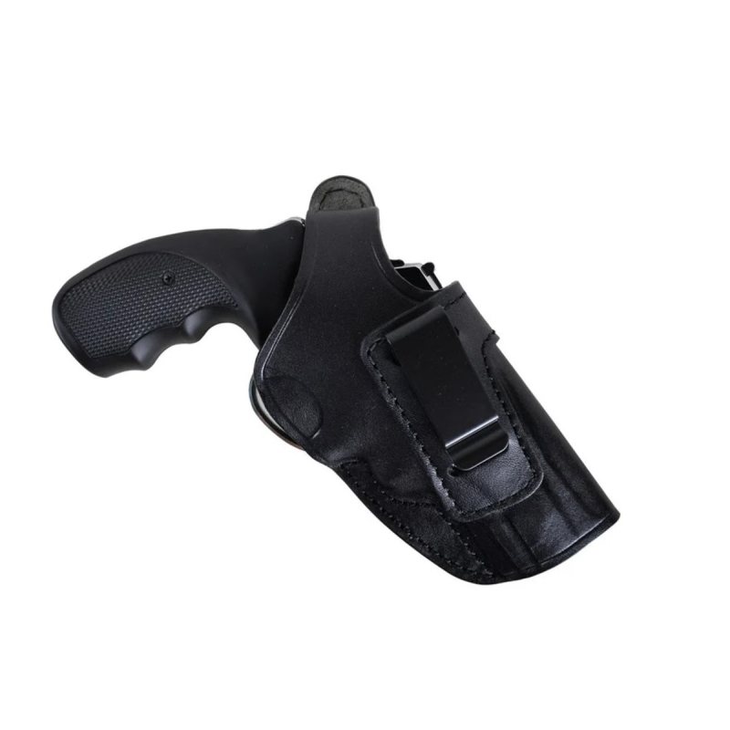Black Handcrafted Leather IWB Holster with Steel Clip