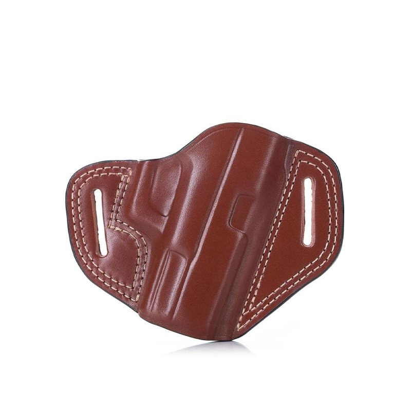 Handcrafted Open Top OWB Brown Leather Gun Holster - Custom Molded Premium Leather Holster