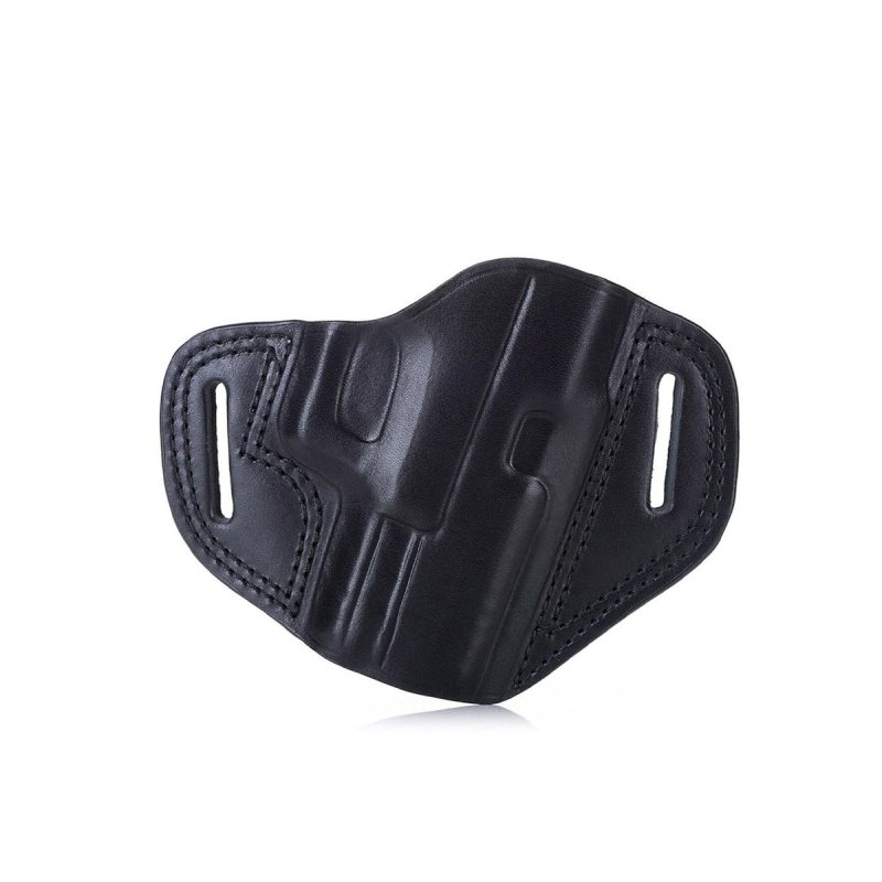Handcrafted Open Top OWB Black Leather Gun Holster - Custom Molded Premium Leather Holster