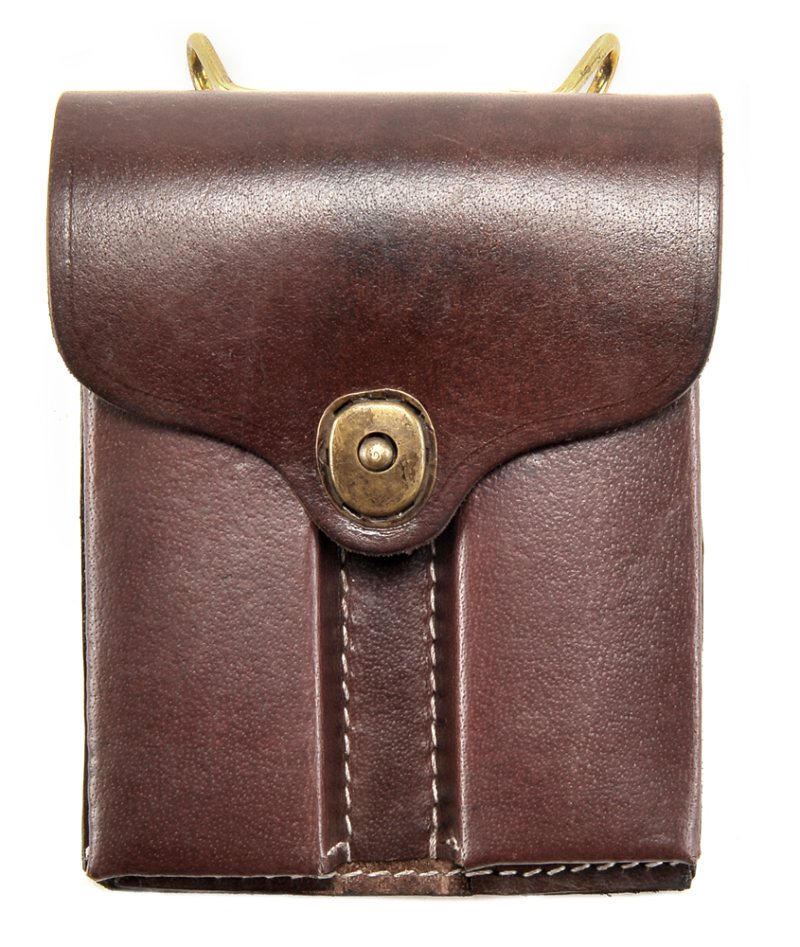 Leather .45 Double Magazine Pouch with Belt Hanger - Dark Brown - View 1