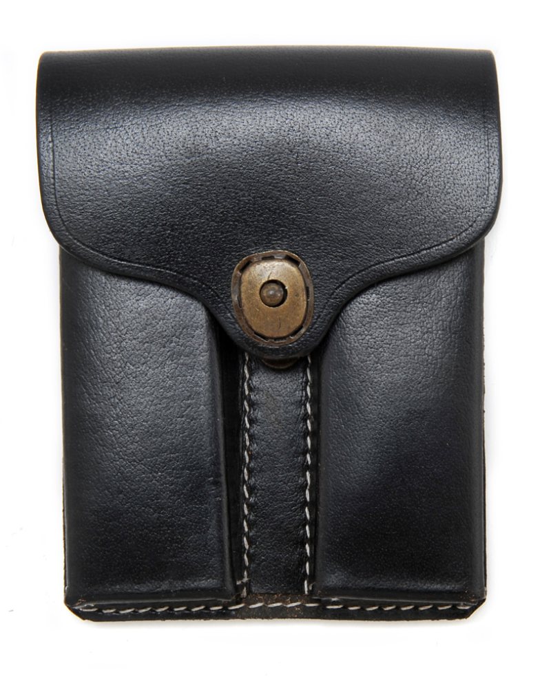 Leather .45 Double Magazine Pouch without Hanger - Black - View 1
