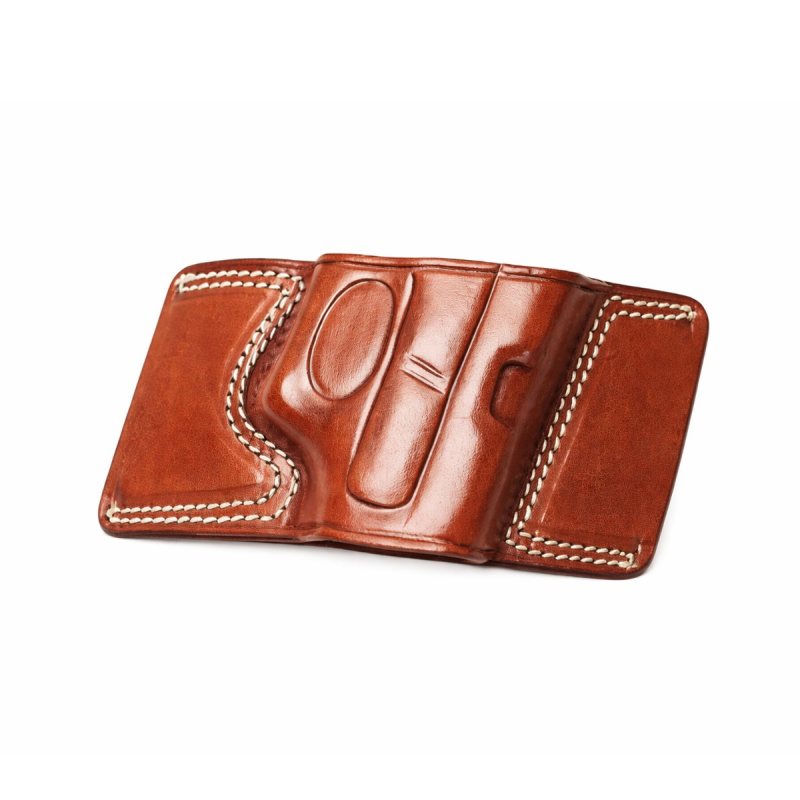 Leather Belt Bikini Holster minimalist molded leather belt holster front view