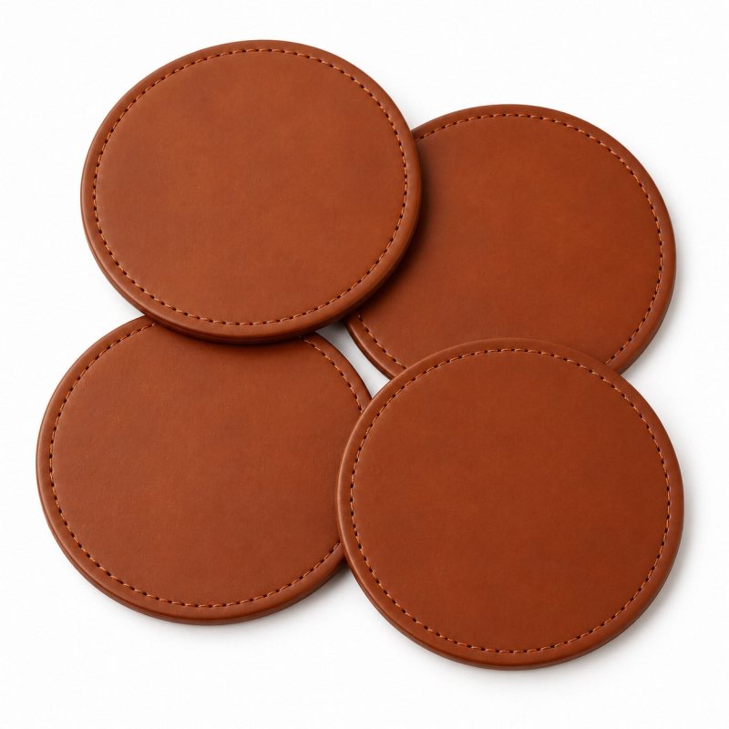 Vierer-Set Leder-Untersetzer - Vollständige Produktansicht
