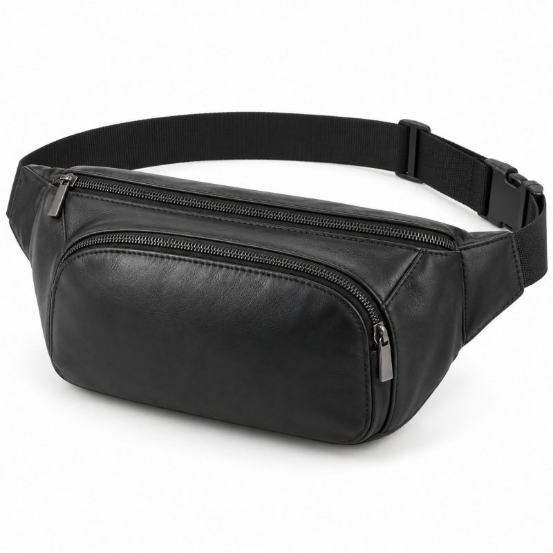Leder-Bauchtasche mit separatem Holsterfach - Vollständige Produktansicht