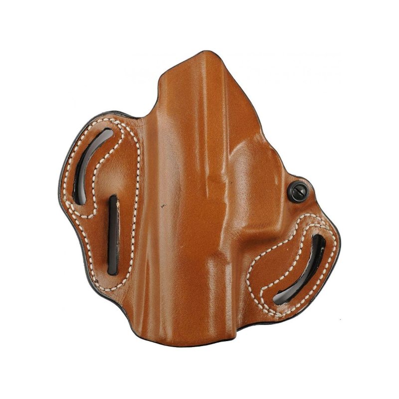 Leather OWB Speed Scabbard Holster black front view with molded body and belt slots