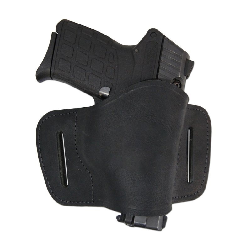 Leather Quick Slide Belt Holster in Black finish front view