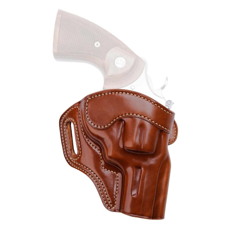Leather Revenger OWB Belt Holster brown lined leather revolver holster front view