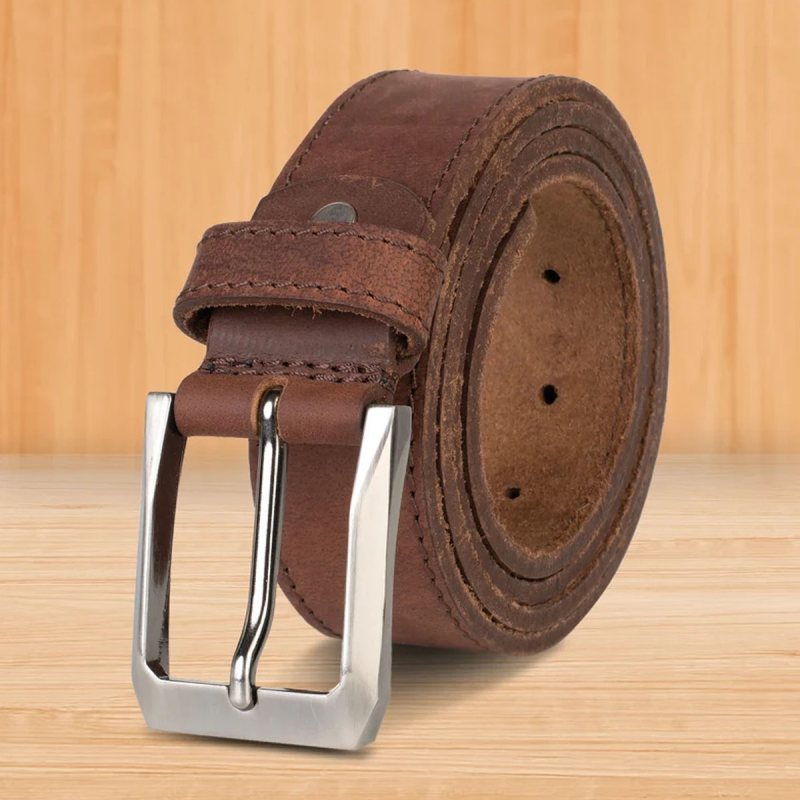 Men’s Genuine Leather Buckle Belt – Brown
