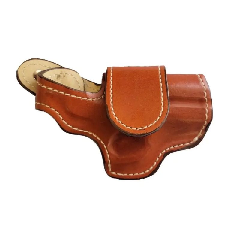 Leather Crossdraw Driving Belt Holster Brown Leather Front View