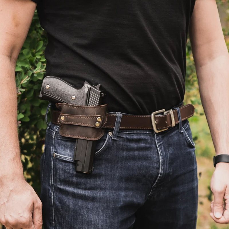 Leather Slider Holster – Gun Belt Slide Holster for Revolvers & Pistols (Fits Smith & Wesson Models)