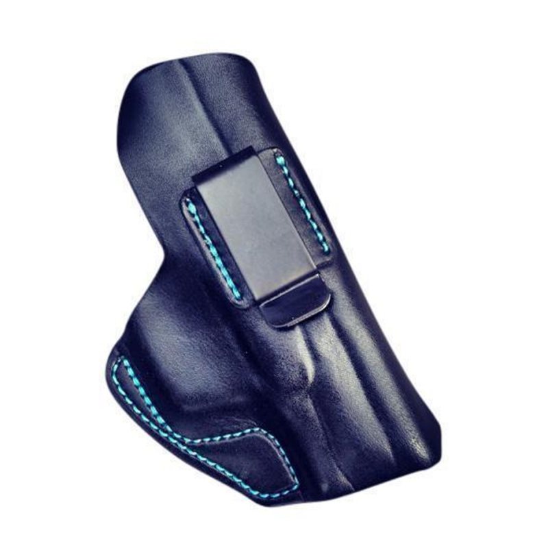 Low Ride Leather IWB Holster front view showing molded leather body and metal waistband clip