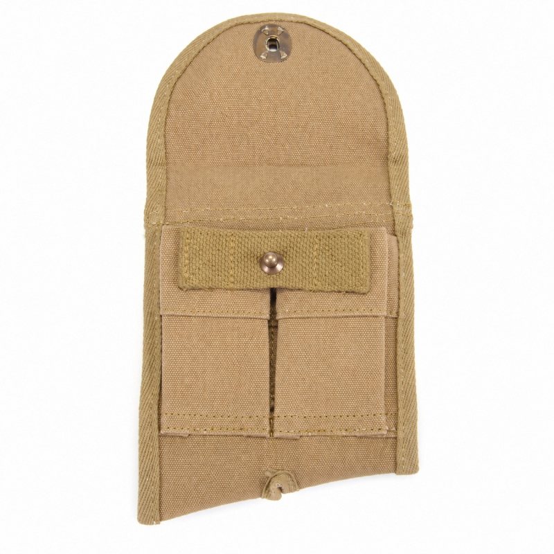 M1 Garand Buttstock Clip Pouch - Khaki, Right-Handed - Full empty pouch with flap open
