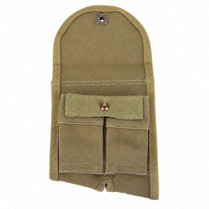M1 Garand Buttstock Clip Pouch - Olive Drab, Left-Handed - Full empty pouch with flap open