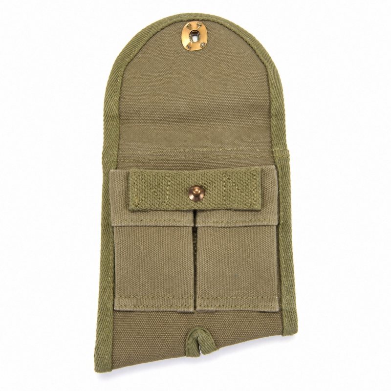 M1 Garand Buttstock Clip Pouch - Olive Drab, Right-Handed - Full empty pouch with flap open