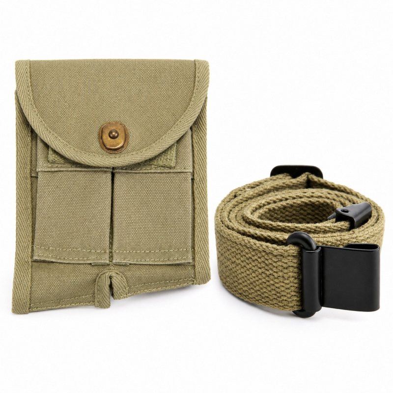 M1 Garand Buttstock Pouch and Canvas Sling Set - Light Olive Drab - Complete unbranded accessory set
