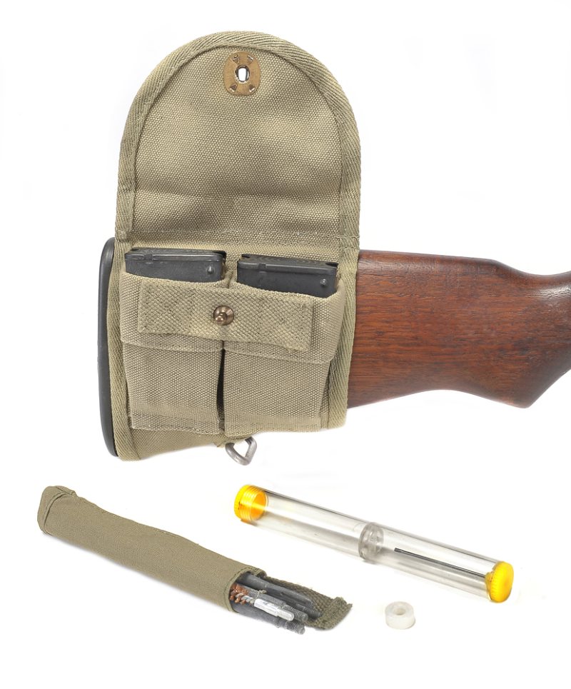 M1 Garand Buttstock Pouch and Cleaning Kit Set - Olive Drab - Pouch and cleaning-kit components; firearm excluded