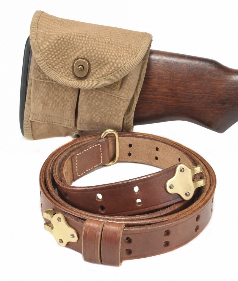 M1 Garand Buttstock Pouch and M1907 Leather Sling Set - Khaki - View 1