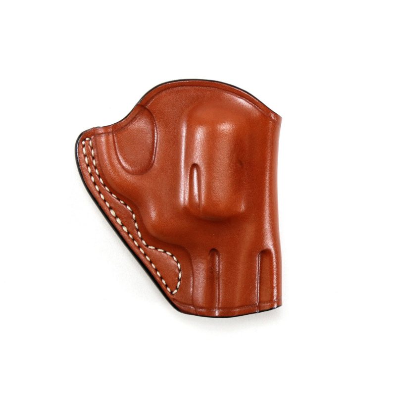 Minimalist OWB Leather Holster For Smith Wesson 442 J Frame – brown leather – right side profile