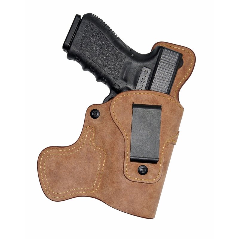 Natural Leather IWB Tail Gunner Holster – front angle – stabilizer wing design