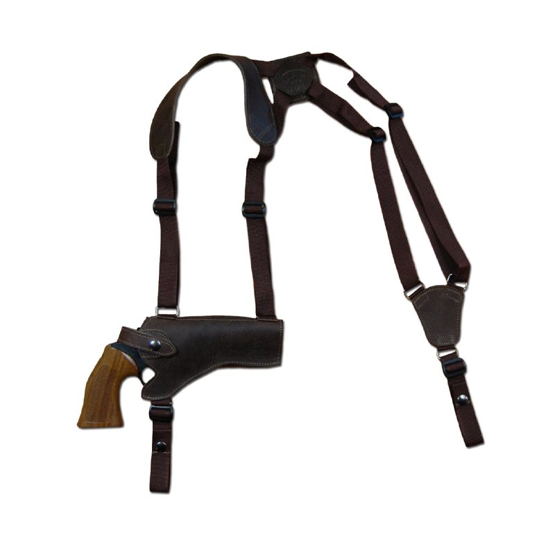 Brown Leather Horizontal Shoulder Holster for Revolvers – Webbing Harness