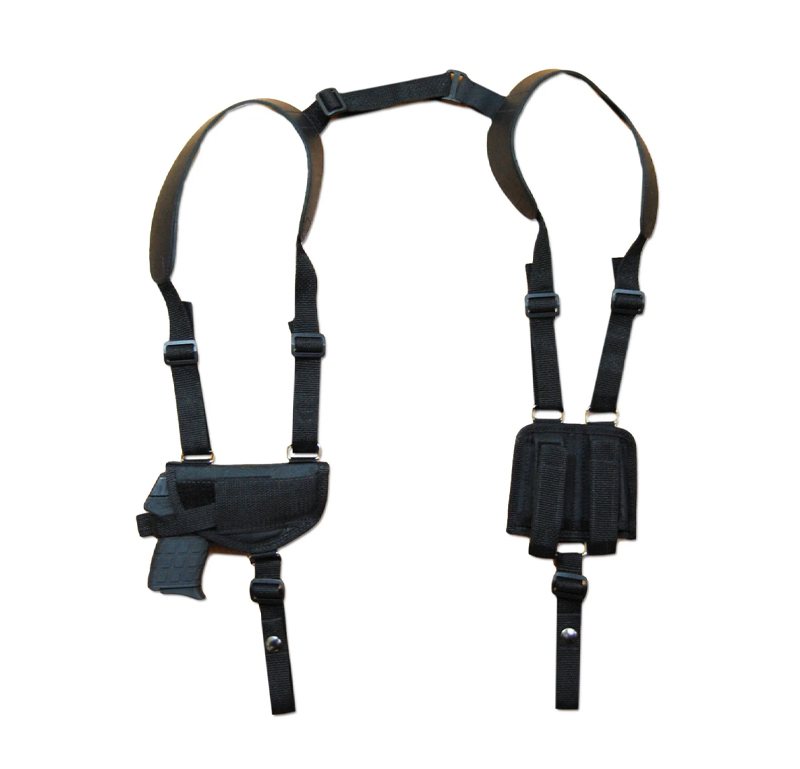 Black Nylon Horizontal Shoulder Holster – Double Mag Pouch