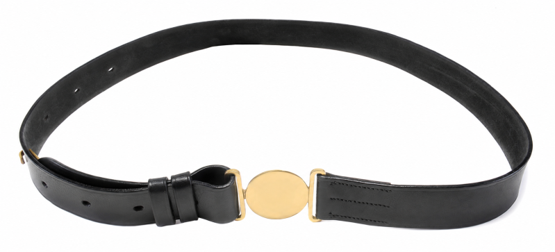 Officers' Leather Belt with Plain Buckle - Black - View 1