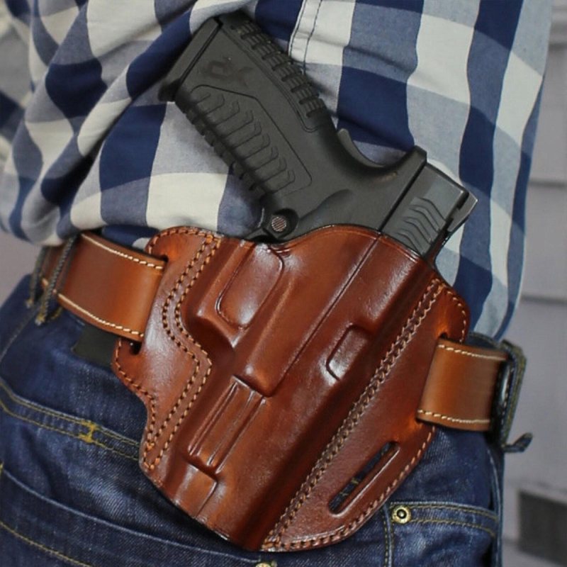 OWB Leather Gun Holster with Custom Molding - Premium Handcrafted Multiple Position Carry Holster
