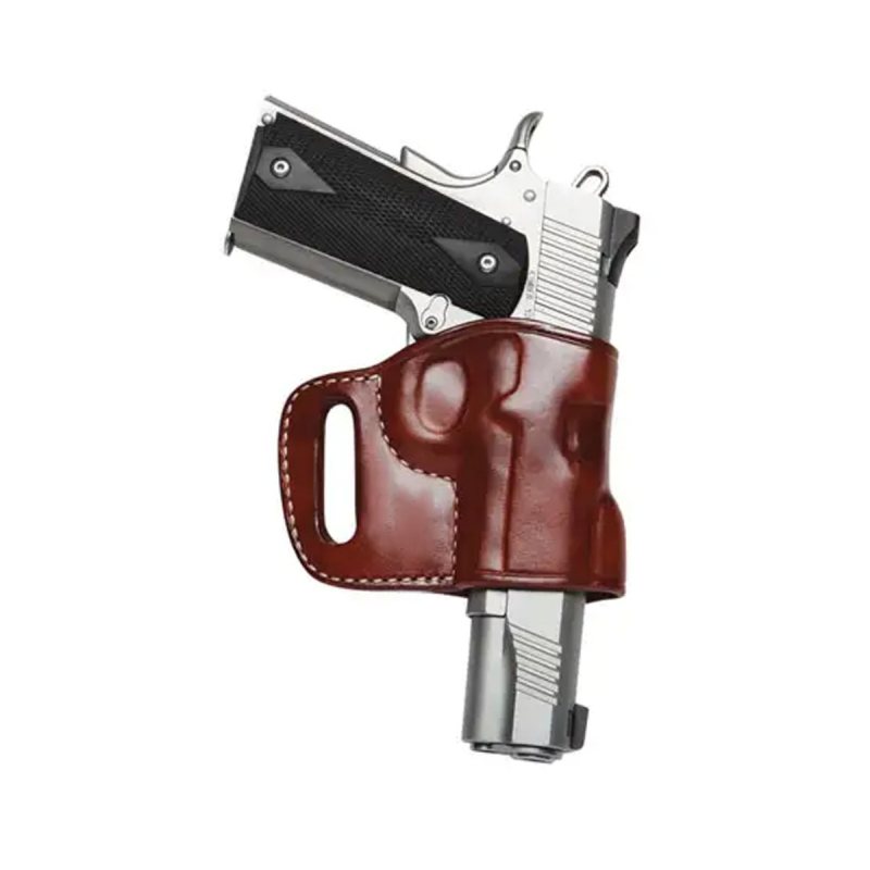 Russet Leather OWB Belt Holster for compact pistol front view