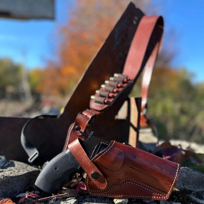 Alaskan-Style Leather Chest Holster Harness for Smith & Wesson Revolvers