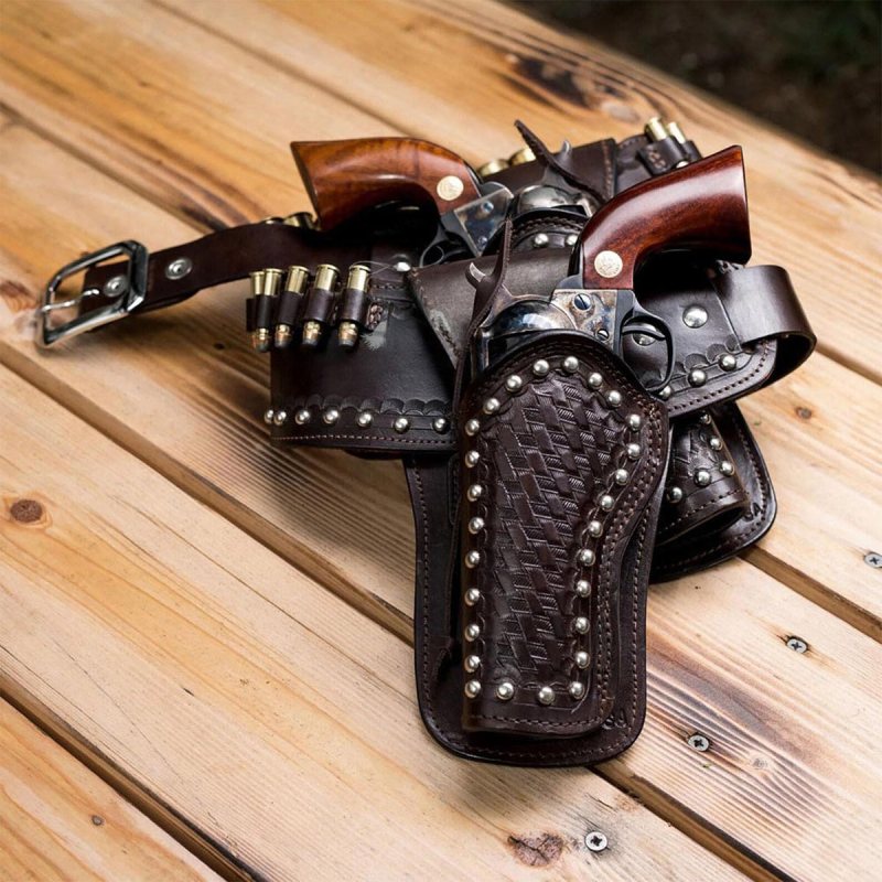 Tequila Ladies Rig – Leather Gun Belt with Double Holster | Open Top OWB Leather Western Holster