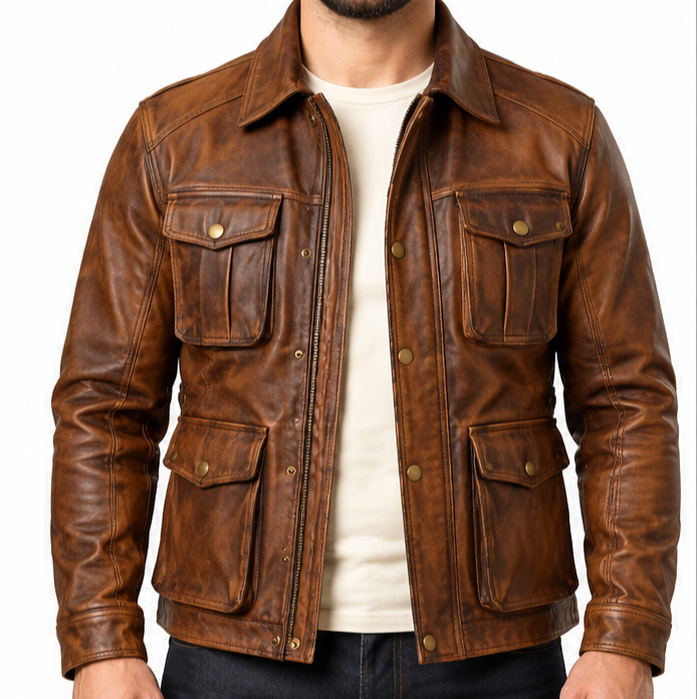 mens-vintage-brown-leather-field-jacket-front.png