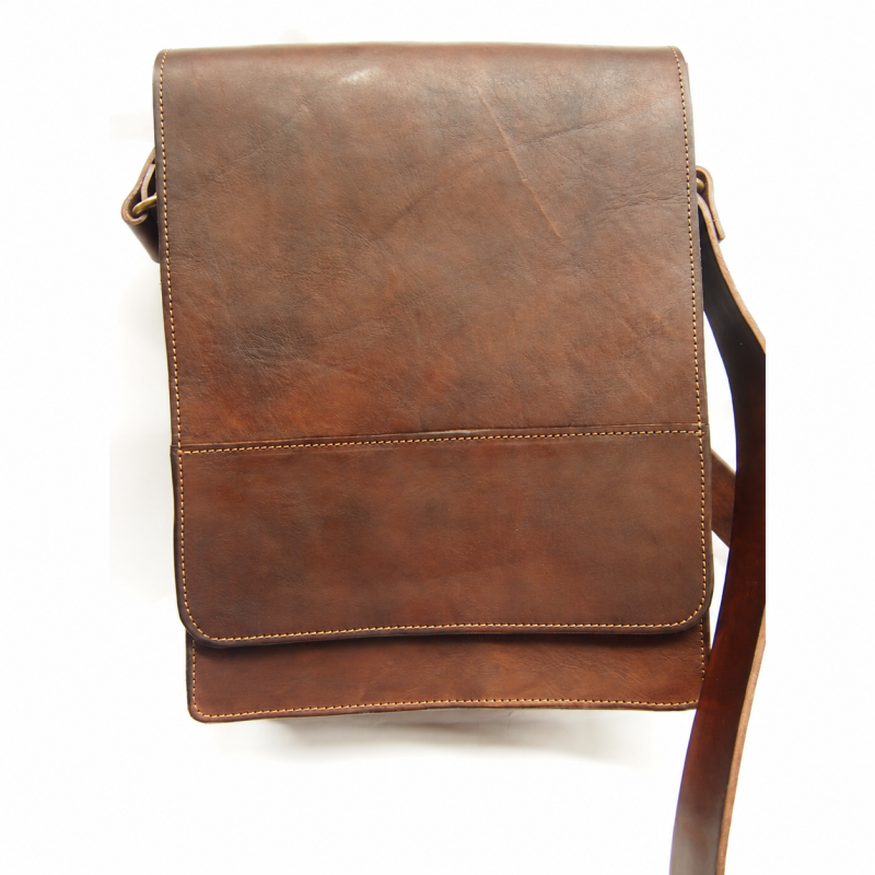 Wayfarer Concealed-Carry Leather Messenger Bag - front view 1