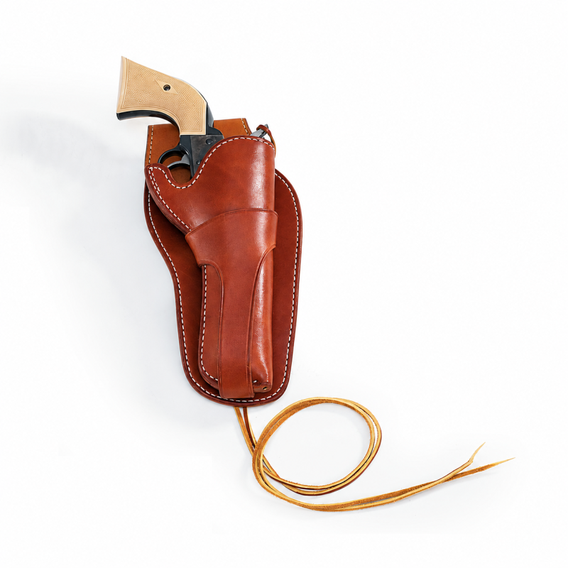 Western T-strap holster front view without maker stamp