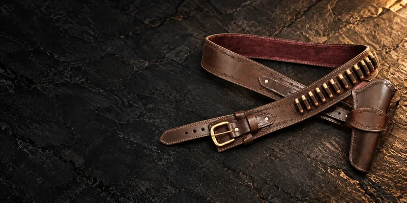 Brauner Western-Ledergürtel mit Holster und Patronenschlaufen